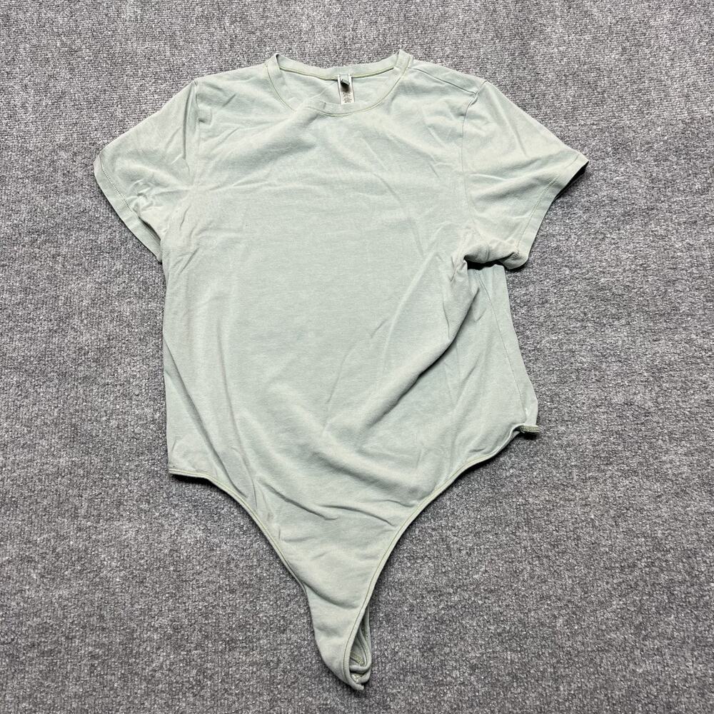 Skims Bodysuit Womens 2X Green Short Sleeve Jersey Crewneck One Piece Stretch